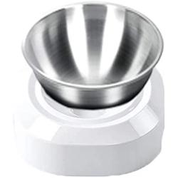 Elevated Cat Bowls with Stainless Steel Bowls, 15° Tilted Raised Cat Food and Water Bowls, Nonslip No Spill Pet Feeding Bowls for Cat and Small Dogs