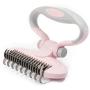 AJG3 Ergonomic Dog Brush: 2-Sided Undercoat Rake for Dogs and Cats - Easy Folding Pet Grooming Tool - Best Fur Removal Tool - Makes De-Shedding Easy & Comfortable - Remove Excess/Matted Hair Easily