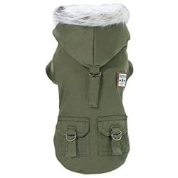 Trudz PET Dog Hoodies, Rdc Pet Work Clothes, Thickened Dog Overall, Dog Military Uniform, Army Hoodie Sweater, Cotton Jacket Fur Coat for Small Dog & Medium Dog & Cat