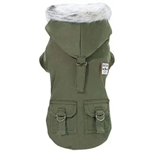 Trudz PET Dog Hoodies, Rdc Pet Work Clothes, Thickened Dog Overall, Dog Military Uniform, Army Hoodie Sweater, Cotton Jacket Fur Coat for Small Dog & Medium Dog & Cat