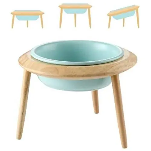 LORVOR Ceramic Pet Bowl Cat&Dog Food Water Basic Bowl with Adjustable Elevated Wooden Stand Protect Neck Joints Pet Feeding Bowls Easy to Clean Healthy Eating LORVOR Ceramic Pet Bowl Cat&Dog Food Water Basic Bowl with Adjustable Elevated Wooden Stand Protect Neck Joints Pet Feeding Bowls Easy to Clean Healthy Eating