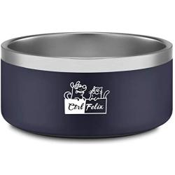 CtilFelix Dog Bowl Stainless Steel Dog Water Bowl Non-Slip Dog Food Bowl Large Portable Pet Feeder Bowl for Medium Large Dogs Cats Deep Holds 64 Ounce Navy