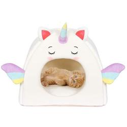 All Fur You Unicorn Style Cat Cave Bed, Cat House for Indoor Cats Cubby Cat Hideaway Dome Bed Cat Tent Pod Igloo Pet Cave Cat Home Pet Cubes Felt Warm Cozy Caves Cat Hut Covered Beds Puppy Houses