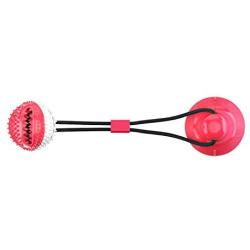 Potaroma Dog Tug Toy with Suction Cup, Pet Rope Treat Toy with Stronger Ropes, Bite-Resistant - Red & White