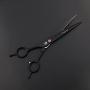 Purple Dragon 7.0'' Left Handed Dog Grooming Hair Cutting Scissor &Curved &Thinning Shear with Bag - for Mancinism Pet Groomer or Family DIY