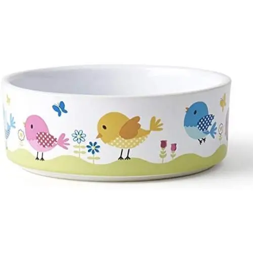 PetRageous 17011 Early Bird Stoneware Dishwasher Safe Cat Bowl with 2-Cup Capacity 5-Inch Diameter 2-Inch Tall for Cats, White PetRageous 17011 Early Bird Stoneware Dishwasher Safe Cat Bowl with 2-Cup Capacity 5-Inch Diameter 2-Inch Tall for Cats, White