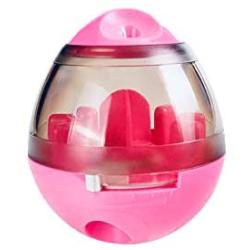 Pet (Dog and Pet) Toy Ball Tumbler Food Dispenser Improve IQ Fun Toy Leakage Hole can be Adjusted (Pink)
