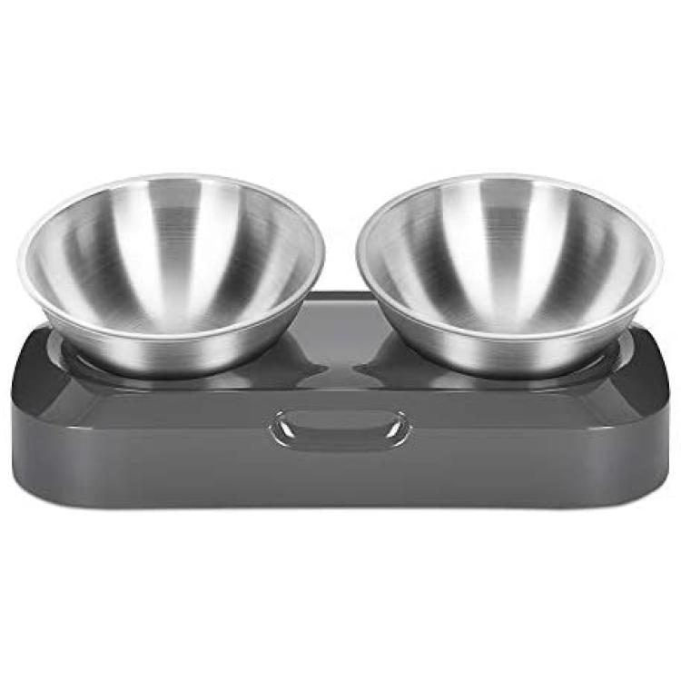 Pet Elevated Dog Bowls Adjustable Raised Dog Bowl For Small Dogs And Cats  Raised Tilted Dog Bowl With 2 Stainless Steel Bowls