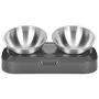 EZMioo Elevated Cat Bowls with 2 Stainless Steel Bowls, 15° Tilted Raised Cat Food and Water Bowls, Stress Free Food Grade Material, Nonslip No Spill Pet Feeding Bowls for Cat and Small Dogs