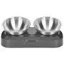EZMioo Elevated Cat Bowls with 2 Stainless Steel Bowls, 15° Tilted Raised Cat Food and Water Bowls, Stress Free Food Grade Material, Nonslip No Spill Pet Feeding Bowls for Cat and Small Dogs