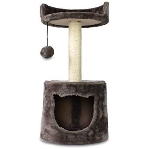 ASPCA Deluxe Cat Condo & Hammock with Swat Toy, Wood Brown