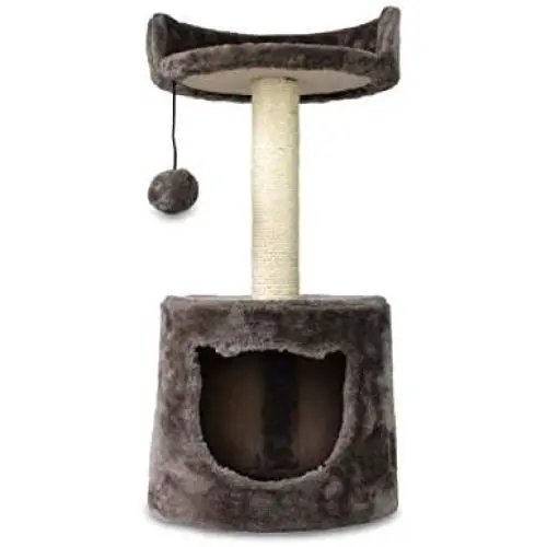 ASPCA Deluxe Cat Condo & Hammock with Swat Toy, Wood Brown