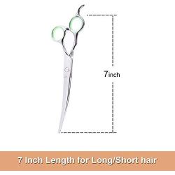 LovinPet Pet Grooming Scissors Professional Dog Cat Grooming Shears with Round Blunt Tip Stainless Steel, Dog Curved Scissors for Grooming Cats Dogs Grooming Tools & Set