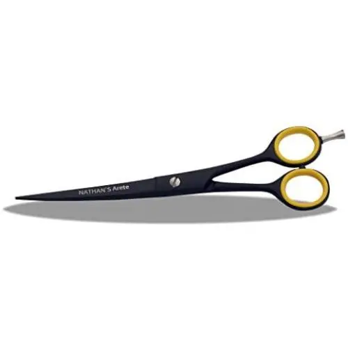 Dog Grooming Scissors Curved Black Professional 440C Japanese Stainless Steel hair scissors- 7.5 inch by NATHAN’S Arete Dog Grooming Scissors Curved Black Professional 440C Japanese Stainless Steel hair scissors- 7.5 inch by NATHAN’S Arete
