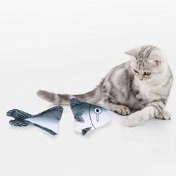 ocijf179 Pet Toy 1 Set Simulation Fish Shark Shaped Animals Funny Pet Cat Plush Toys Accessory - Gray + White