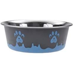 Maslow Design Series Non-Skid Paw Design Bowl, Blue 13 oz/1.625 Cup