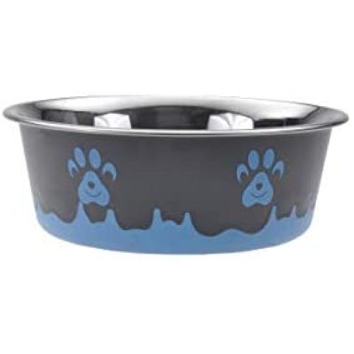 Maslow Design Series Non-Skid Paw Design Bowl, Blue 13 oz/1.625 Cup