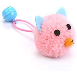 ocijf179 Pet Toy Kitten Colorful Plush Mouse Head with Bell Rope Cat Toy Interactive Pet Supply - Blue