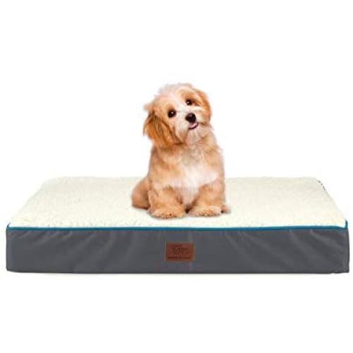 SunStyle Home Orthopedic Foam Dog Bed for Small, Medium, Large Dogs Up to 50/75/100lbs with Waterproof Removable Cover, Mattress Pet Mat Bed for Dogs & Cats - Orthopedic Egg Crate Foam Platform
