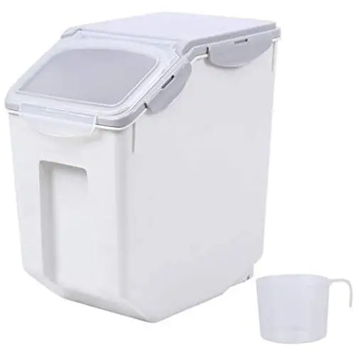 JingYi Pet Food Barrel,Pet Cat Food Barrel Grain Storage Damp-Proof Dog Feeder Sealed Feed Fresh Box with Measuring Cup Cat Food Barrel(#1) JingYi Pet Food Barrel,Pet Cat Food Barrel Grain Storage Damp-Proof Dog Feeder Sealed Feed Fresh Box with Measuring Cup Cat Food Barrel(#1)