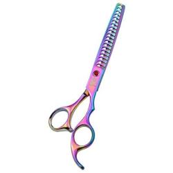 Purple Dragon 7.0'' Professional Pet Grooming Scissors - Dog Chunker Shears - Adult Animal Thinning/Blending Hair Trimmer for Pet Groomer or Family DIY (multicolor)