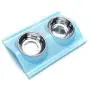 Suhaco Double Dog Bowl Cat Food Bowls Raised Pet Anti-Spill Stainless Steel Water Feeder for Dogs & Cats (Blue) Suhaco Double Dog Bowl Cat Food Bowls Raised Pet Anti-Spill Stainless Steel Water Feeder for Dogs & Cats (Blue)