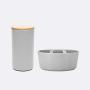 Waggo Simple Solid Ceramic Medium Dog Bowl and Air Tight Treat Jar Set - Light Grey