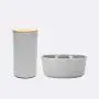 Waggo Simple Solid Ceramic Medium Dog Bowl and Air Tight Treat Jar Set - Light Grey