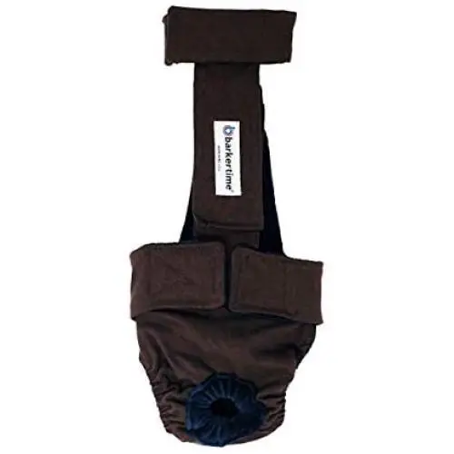 Barkertime Premium Waterproof Dog Diaper Overall - Made in USA - Chocolate Brown Escape-Proof Premium Waterproof Dog Diaper Overall, XL, Without Tail Hole Barkertime Premium Waterproof Dog Diaper Overall - Made in USA - Chocolate Brown Escape-Proof Premium Waterproof Dog Diaper Overall, XL, Without Tail Hole