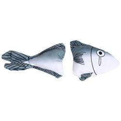 ocijf179 Pet Toy 1 Set Simulation Fish Shark Shaped Animals Funny Pet Cat Plush Toys Accessory - Gray + White