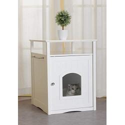 Merry Pet Cat Washroom Litter Box Cover/Night Stand Pet House, Glossy White