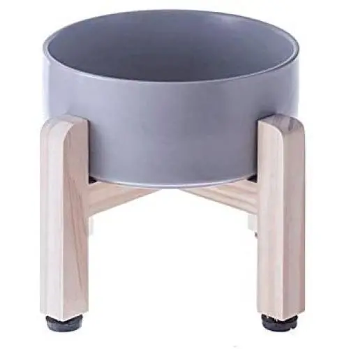 LIONWEI LIONWELI Ceramic Elevated Raised Cat Bowl with Wood Stand No Spill Pet Food Water Feeder Cats Small Dogs LIONWEI LIONWELI Ceramic Elevated Raised Cat Bowl with Wood Stand No Spill Pet Food Water Feeder Cats Small Dogs