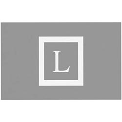 KESS InHouse Kess Original Monogram Solid Grey Letter L Feeding Mat for Pet Bowl, 24 by 15-Inch