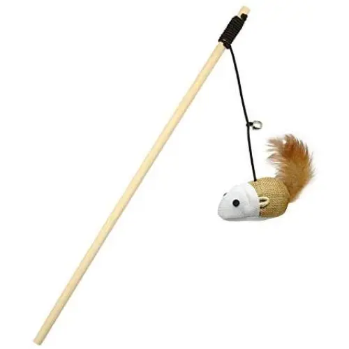 Kuntrona Cat Mouse Toy Interactive Pet Toy Feather Wand Toy Cats Kitten Playing