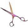 LILYS PET Professional PET Dog Grooming Titanium Scissors Set,Straight & Curved & Thinning & Chunker Scissors with 1 Grooming Comb for Dog Cat and More Pets Grooming (Purple)