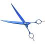 ShearsDirect Japanese 440C Curved Blue Titanium Cutting Shears with Pink Gem Stone Tension and Double Finger Rest, 8.0-Inch