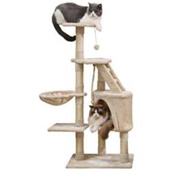 Sanfant New Designed Style Cat Tree with Multi-Functional Installation Hammock and Ladder for Fun (47, Inch)