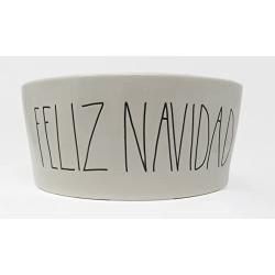 Rae Dunn FELIZ NAVIDAD Large Christmas Dog Food Bowl by Magenta