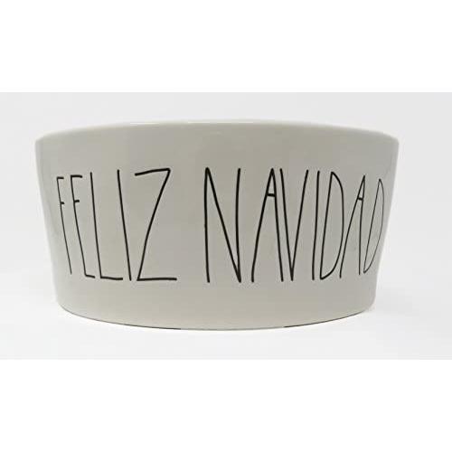 Rae Dunn FELIZ NAVIDAD Large Christmas Dog Food Bowl by Magenta