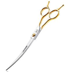 JASON 7.5'' Curved Dog Grooming Scissors, Cats Grooming Shears Pets Trimming Kit for Right Handed Groomers, Sharp, Comfortable, Light-Weight Shear