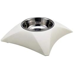 ocijf179 Dog Food Bowl 400ml Pet Dog Cat Food Plastic Stainless Steel Non-Slip Wear-Resistant Bowl - Blue