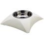 ocijf179 Dog Food Bowl 400ml Pet Dog Cat Food Plastic Stainless Steel Non-Slip Wear-Resistant Bowl - Blue