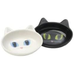 PetRageous 10012 Oval Frisky Kitty Stoneware Cat Bowl 5.5-Inch Wide and 1.5-Inch Tall Saucer with 5.3-Ounce Capacity and Dishwasher and Microwave Safe is Great for Cats, White