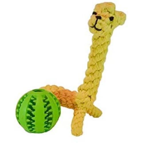 American Mutt Giraffe Rope Toy and Treat Chew Ball