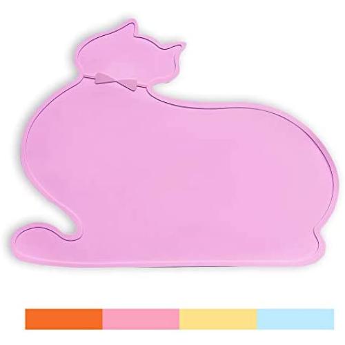 PINCTROT Pet Feeding Mat, Bowl Placemat for Cats Dogs, Tray with Raised Edges, Generous Size for Water Fountain Station, Food Grade Silicone