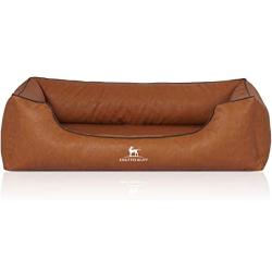 Knuffelwuff Artificial Leather Dog Bed Henderson M-L Small 85 x 63cm Rust