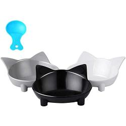 Vikedi Cat Bowls, 3 Pcs Cat Food Bowl, Shallow Cat Bowls Non-Slip Cat Dish with Pet Food Spoon, Wide Cat Feeding Bowl for Relief of Whisker Fatigue Pet Food & Water Bowls for Small Dogs Cats and Pets