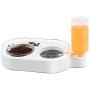 ELSPET 2 in1 Cats Gravity Waterer/Cats Food Bowl, Anti-Spill Raised Side/Anti-Slip Base, Pet Automatic Water Dispenser with Detachable Bowl and 500ml Water Bottle