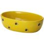 PetRageous 10300 Silly Kitty Oval Dishwasher Safe Stoneware Cat Bowl 6.5-Inch Long 4-Inch Wide 2-Inch Tall 2-Cups Capacity for Cats with Silly Kitty Logo in The Basin, Yellow