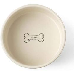 PetRageous 16030 Farm Dog Dishwasher Safe Stoneware Dog Water Bowl 6-Inch Diameter 2.5-Inch Tall 3.5-Cup Capacity for Medium and Large Dogs and Cats, Natural, Off-White